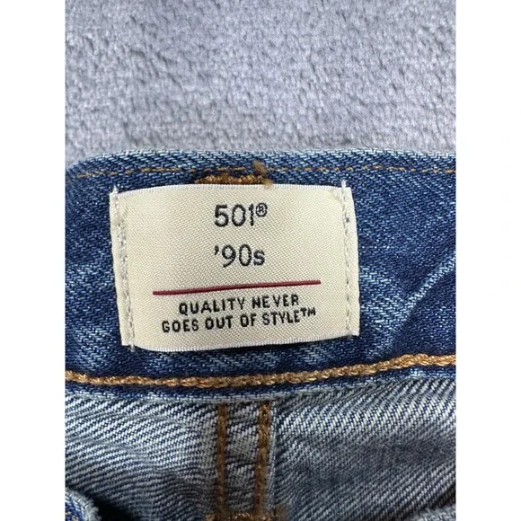 Levis 501 90s Selvedge Denim Jeans Womens 28x30 Blue Straight Leg A1959-0063 NWT - Picture 10 of 16